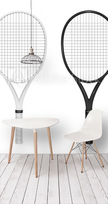 Picture of Two tennis rackets - white and black